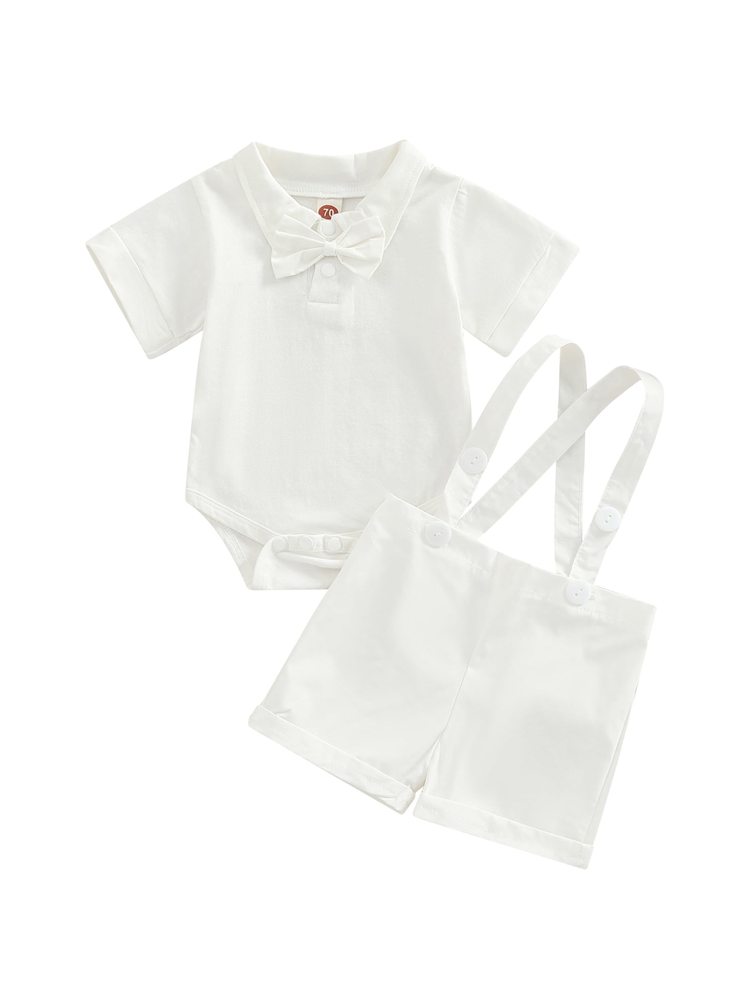 Newborn Baby Boys Gentleman Outfits Suits Short Sleeve Bow Tie Romper