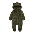 thumbnail image 1 of Newborn Baby Boys Girls Bear Outfit Winter Hooded Romper Teddy Fleece Thermal Snowsuit Long Sleeve Cute Onsies Warm Footie One Piece Outerwear Winter Jumpsuit Coat Army Green 9-12 Months, 1 of 4