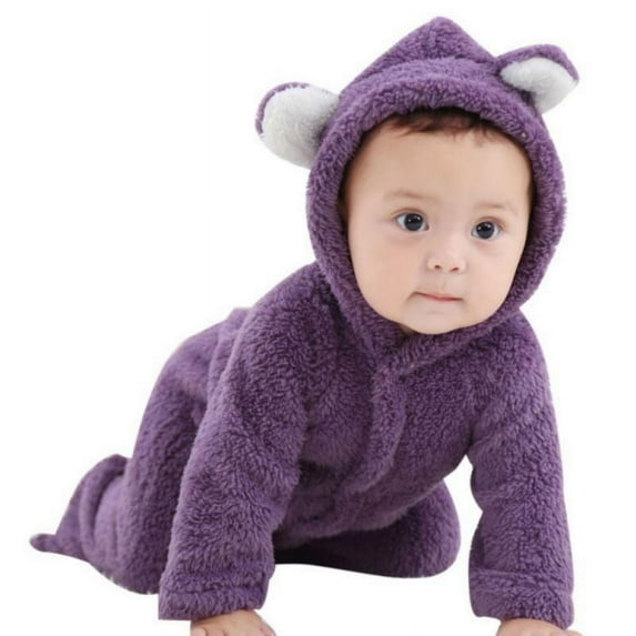 Newborn Baby Boys Girls Bear Warm Snowsuit, Cute Coral Fleece Hooded Onesies Romper Jumpsuit Winter Clothes,0-12M