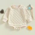 thumbnail image 1 of Newborn Baby Boys Girls Bubble Romper Cute Short Sleeve Crew Neck Checkerboard Bodysuit Infant Summer Playsuit, 1 of 4