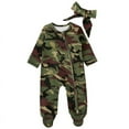 thumbnail image 1 of Newborn Baby Boys Girls Camouflage Footed Romper Jumpsuit Bodysuit Headband Outfit Set Clothes, 1 of 9