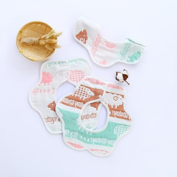 Newborn Baby Boys Girls Cartoon Bibs Waterproof Saliva Feeding Apron Infant Flower Bibs Smock Apron Feeding