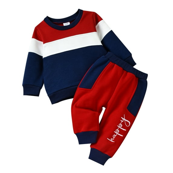 Newborn Baby Boys Girls Clothes Outfit 3 6 9 12 18 24 Months Baby Sweatshirt Pants Set Long Sleeve Striped Pullover Top Letter Pants
