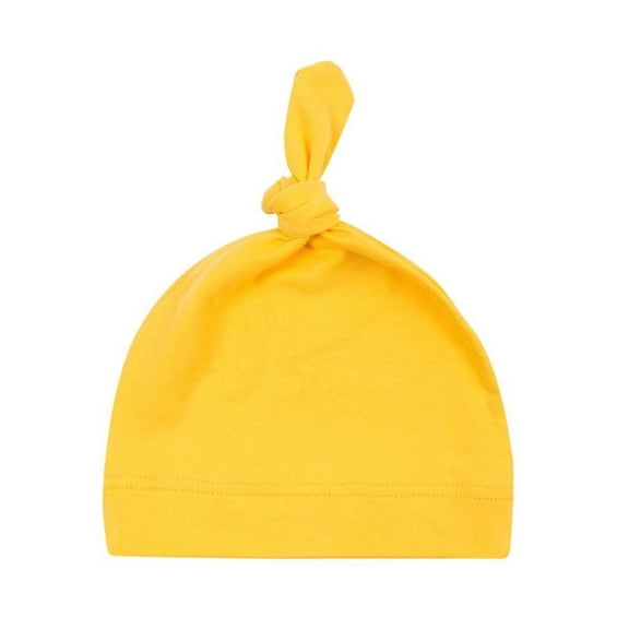 Newborn Baby Boys Girls Cotton Knotted Caps Toddler Infant Cute Beanie Hats Yellow