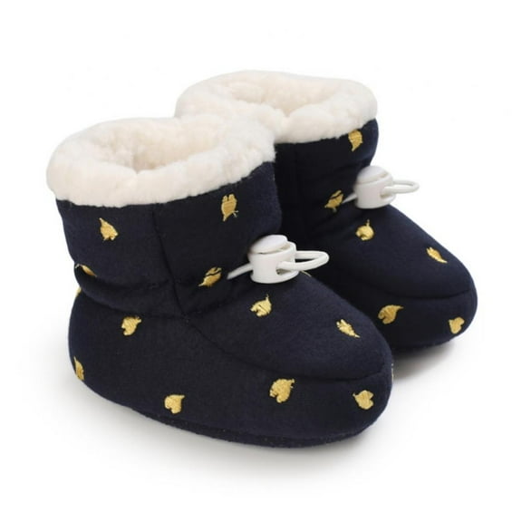 Newborn Baby Boys Girls Cotton Winter Warm Snow Boots Soft Sole Prewalker Non-Skid Boots For Infant Toddler 12-18 Months