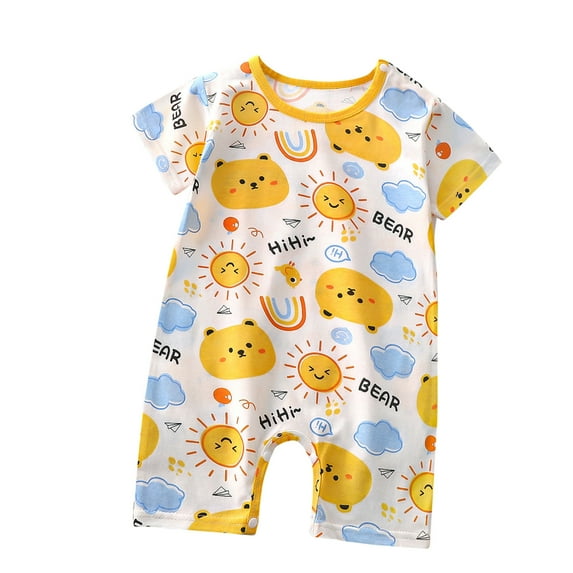Newborn Baby Boys Girls Cute Romper Jumpsuit Cotton Short Sleeve Infant Bodysuit Funny Cartoons Print Soft Graphic Spring Summer Clothes Outfits On Clearance