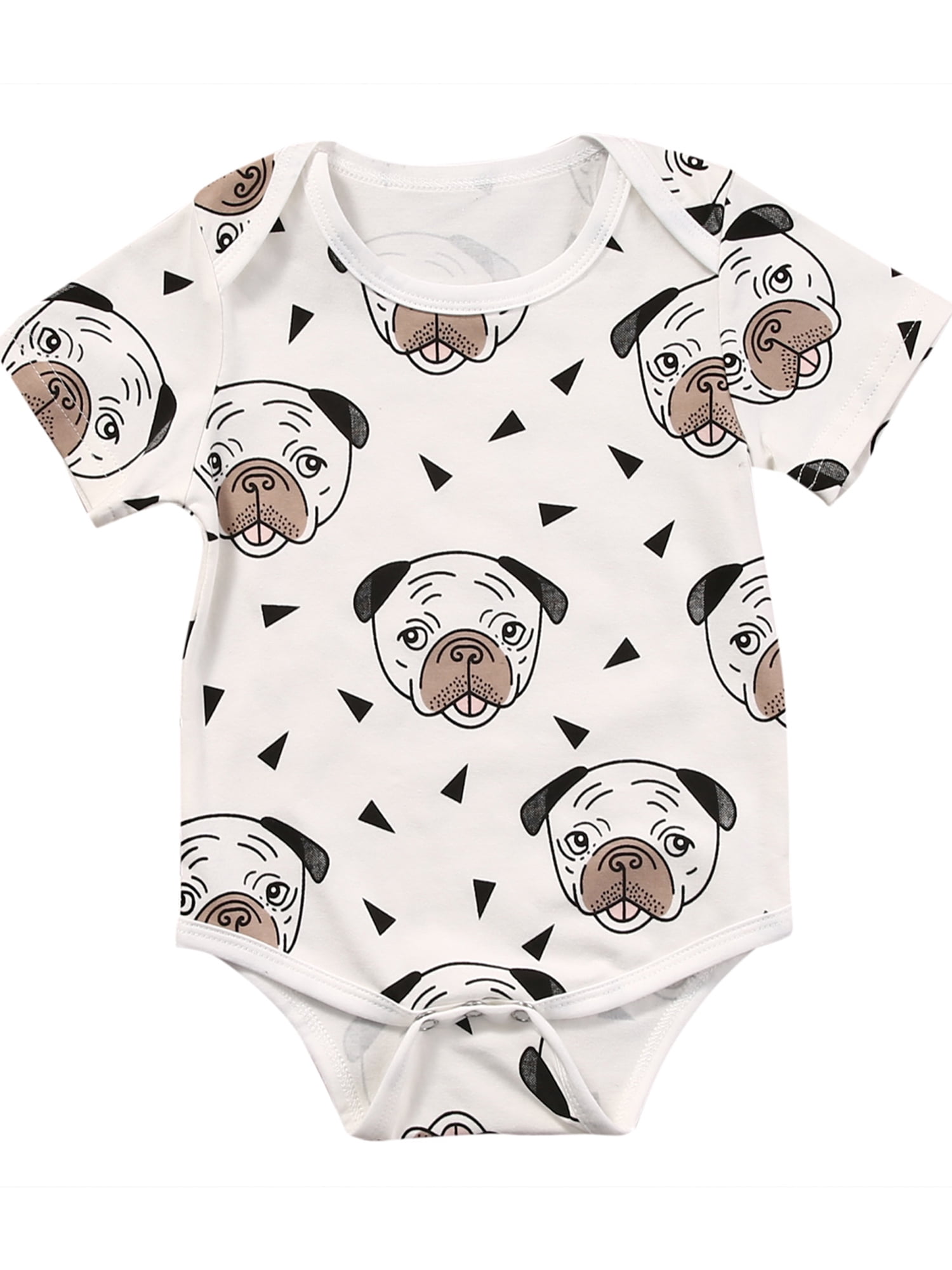 Newborn Baby Boys Girls Dog Print Romper Cotton short sleeve Romper