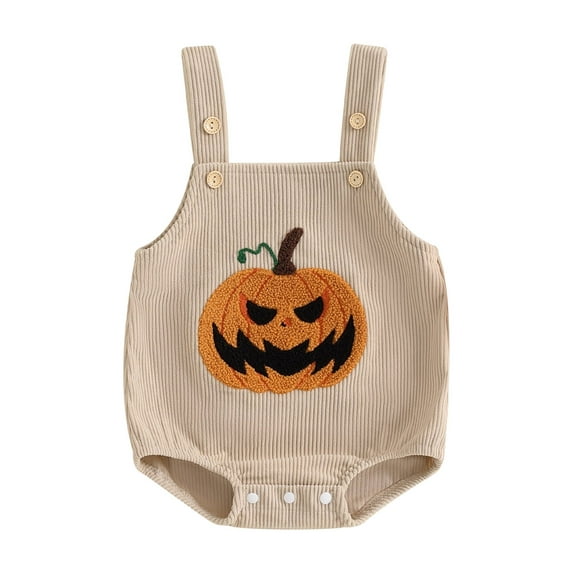 Newborn Baby Boys Girls Halloween Clothes Sleeveless Overalls Embroidery Rompers Suspender Jumpsuit Fall Outfit