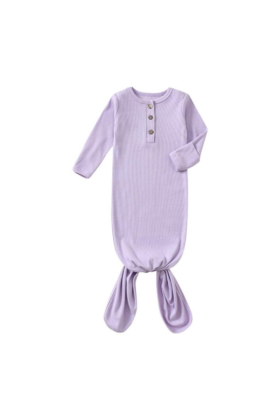 Newborn Baby Boys Girls Knotted Gown Soft Cotton Infant Sleeper Baby Sleep Gown Coming Home Outfit 0-6 Months