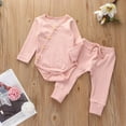 thumbnail image 1 of Newborn Baby Boys Girls Long Sleeve Button Romper+Pants Fall Winter Outfit Boys Toddler Independence Day Boys Casual Summer Clothes Sets, 1 of 8