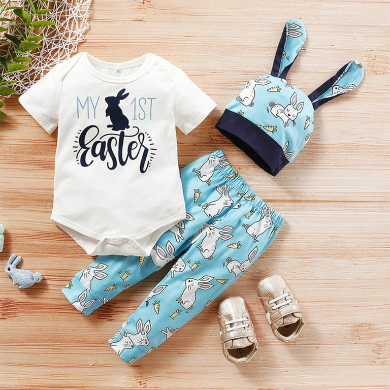Baby boy easter top outfit with hat