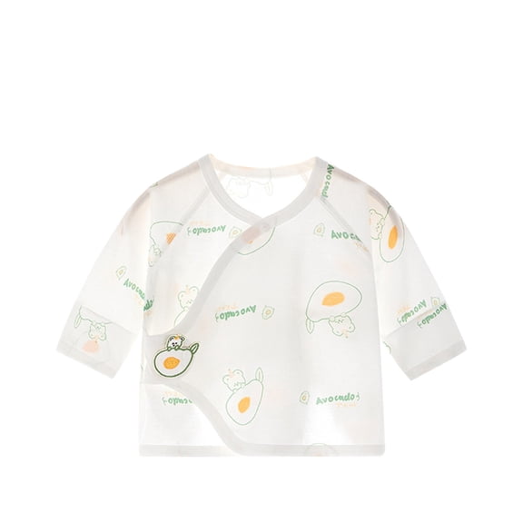 Newborn Baby Boys Girls Side Snap Shirts Cute Graphic Print Cotton Long Sleeve Kimono Bodysuits Unisex Infant Comfy Tee Shirts Top