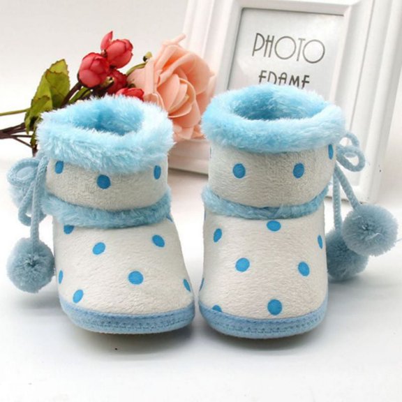 Newborn Baby Boys Girls Winter Snow Boots Infants Warm Crib Shoes Booties, Blue