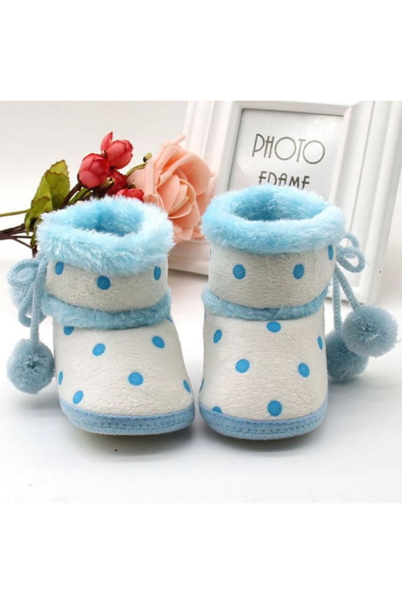 Newborn Baby Boys Girls Winter Snow Boots Infants Warm Crib Shoes Booties, Blue