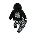 thumbnail image 1 of Newborn Baby Boys Halloween Outfits Long Sleeve Hooded Letters Print Hoodie with Pumpkin Print Sweatpants 2Pcs Fall Clothes, 1 of 7