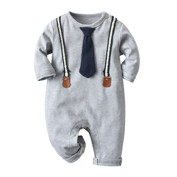 gljltg Baby Boy Clothes Set Infant Tuxedo Long Sleeve Gentleman Suit Outfits + Suspender Pants + Bowtie 0-18M