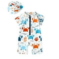 thumbnail image 1 of Newborn Baby Boys One Piece Swimsuit Zipper Bathing Suit Hat Swimwear Size 9-12 Months, 1 of 5