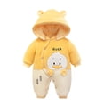 thumbnail image 1 of Baby Boys Romper Jumpsuit Warm Hooded Winter Clothes Light Yellow Size 0-1 Months, 1 of 3