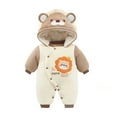 thumbnail image 1 of Baby Boys Romper Jumpsuit Warm Hooded Winter Clothing Khaki Size 0-1 Months, 1 of 3