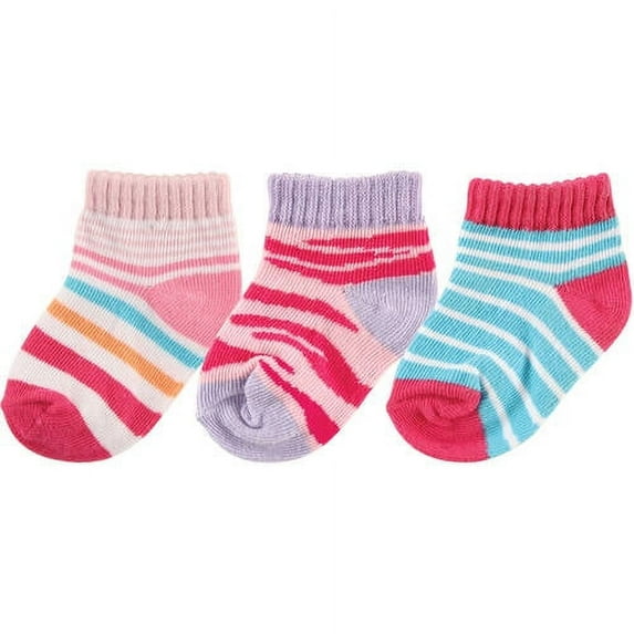 Newborn Baby Boys' and Girls' Novelty Print No Show Socks 3-Pack, Choose Your Color & Size
