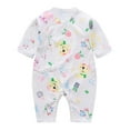 thumbnail image 1 of Newborn Baby Bubble Romper Cotton Long Sleeve Lace Up One Piece Bodysuit Unisex Soft Breathable Infant Outfit 0-9 Months, 1 of 3