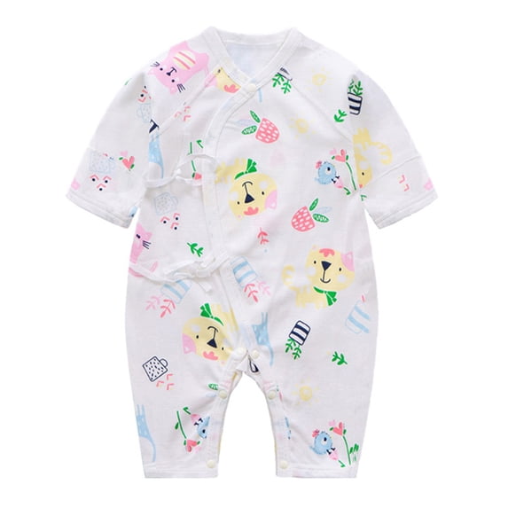 Newborn Baby Bubble Romper Cotton Long Sleeve Lace Up One Piece Bodysuit Unisex Soft Breathable Infant Outfit 0-9 Months