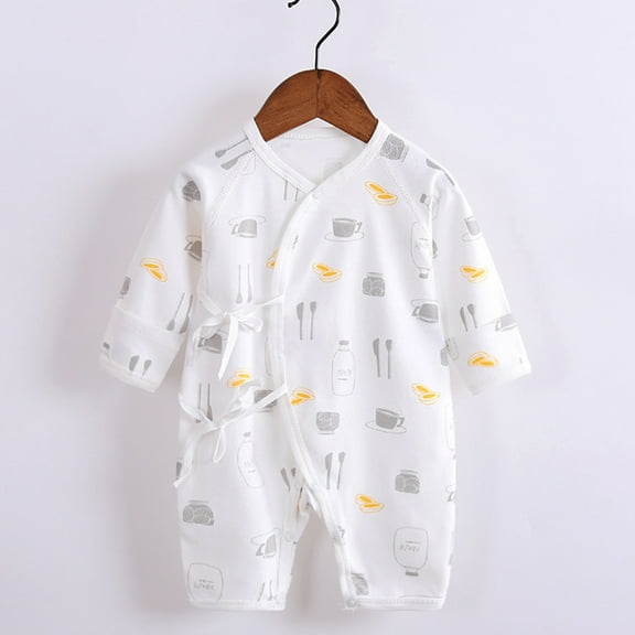 Newborn Baby Bubble Romper Cotton Long Sleeve Lace Up One Piece Bodysuit Unisex Soft Breathable Infant Outfit 0-9 Months