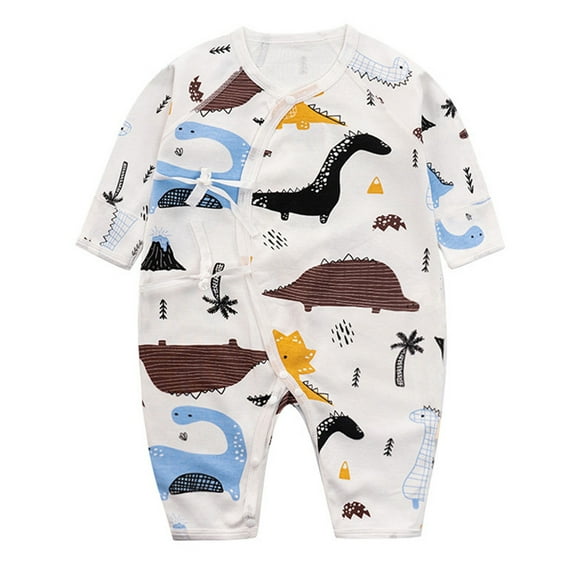 Newborn Baby Bubble Romper Cotton Long Sleeve Lace Up One Piece Bodysuit Unisex Soft Breathable Infant Outfit 0-9 Months