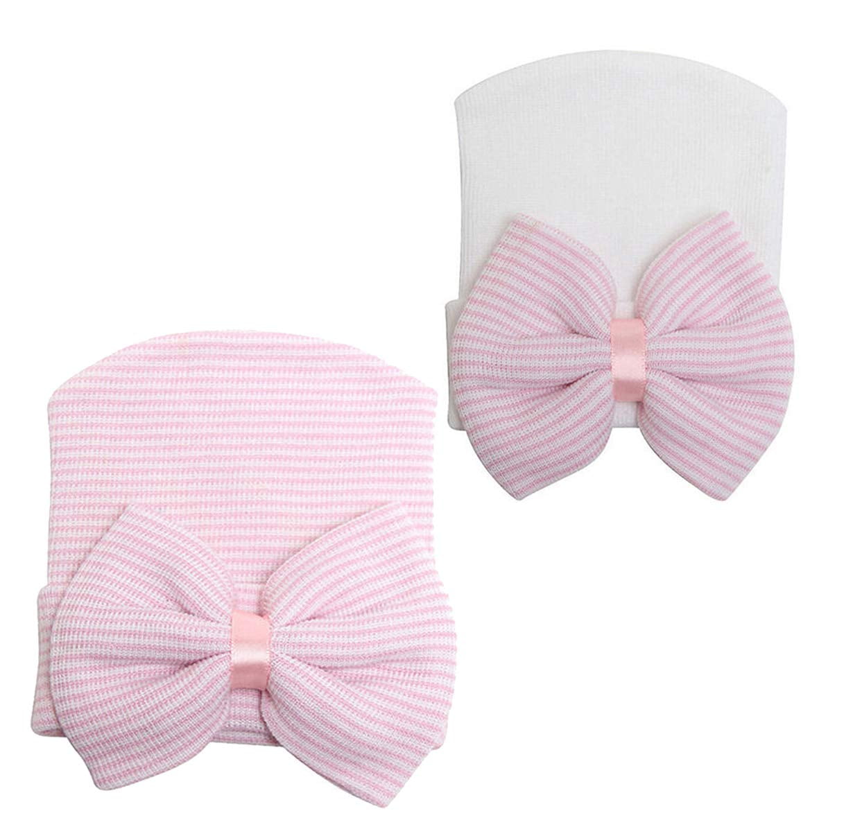 Newborn Baby Cap with Bowknot Toddler Infant Hat Baby Beanie Caps suitable for 0-3 months(Set D)