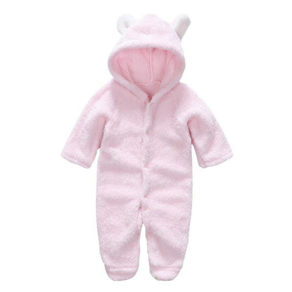 Newborn Baby Cartoon Bear Snow Jacket Winter Coat Fleece Hooded Jumpsuit