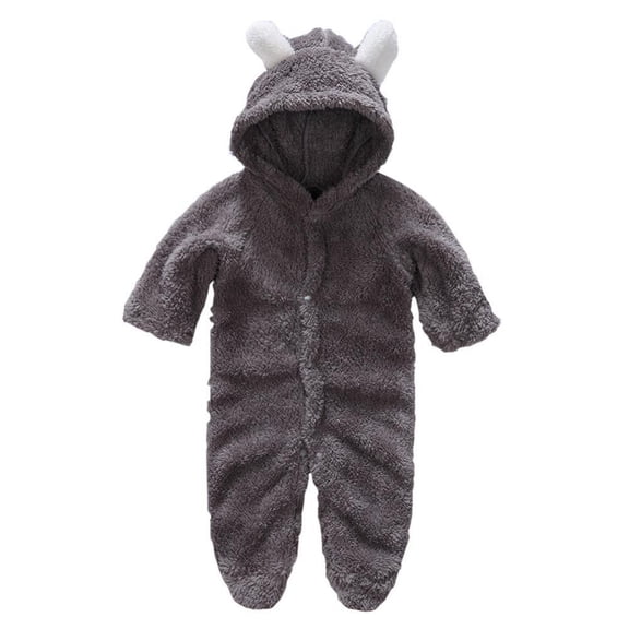 Newborn Baby Cartoon Bear Snowsuit Warm Fleece Hooded Romper Jumpsuit 0-12 Months