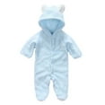 thumbnail image 1 of Newborn Baby Cartoon Bear Toddler Snowsuit,Fleece Cute Gender Neutral Baby Winter Clothes 0-12 Months, 1 of 5