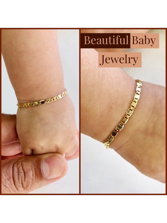 Newborn Baby/Childrens Boys/Girls Gold Filled Baby Bracelet Valentino Link Families Jewelry