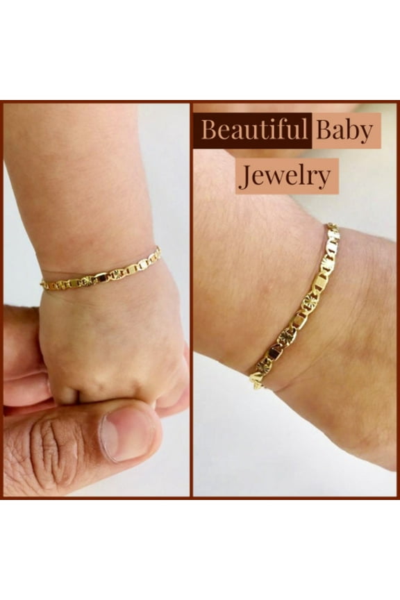 Newborn Baby/Childrens Boys/Girls Gold Filled Baby Bracelet Valentino Link Families Jewelry