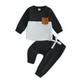 thumbnail image 1 of Newborn Baby Clothes Set 6M 12M 18M 24M 3Y Ribbed Fall Winter Kids Outfits Solid Color Long Sleeve Sweatshirt Tops Pants Set For Infant Tracksuit, 1 of 10