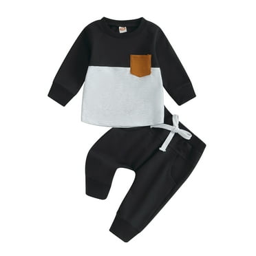 Baby Boy 2-Piece Sweatsuit Set - Long Sleeve Letter Sweatshirt & Pants, Fall Winter Outfit (6-12M Blue) 2 thumbnail image