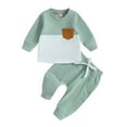 thumbnail image 1 of Newborn Baby Clothes Set 6M 12M 18M 24M 3Y Ribbed Fall Winter Kids Outfits Solid Color Long Sleeve Sweatshirt Tops Pants Set For Infant Tracksuit, 1 of 10