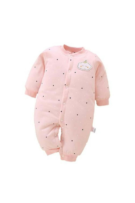 Newborn Baby Comfy Warm Onesie Soft Warm Fleece Cotton Rompers Casual Cute Print Thick Winter Outfit for Infant Boys Girls