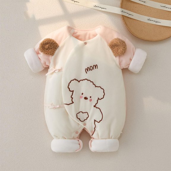 Newborn Baby Corduroy Romper Boy Girl Knit Onesie Romper Newborn Coming Home Outfit Infant Fall Winter Spring Clothes Pink 2-3 Months