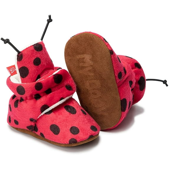 Newborn Baby Cotton Booties Stay On Slipper Winter Warm Soft Shoes Non-Skid Infant Ankle Boots Crib Shoes