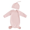 thumbnail image 1 of Newborn Baby Cotton Mesh Bodysuit for 0-3 Months Newborn Knotted Sleeping Bag Fetal Hat Set Baby Comfortable And Breathable Pajamas, 1 of 4