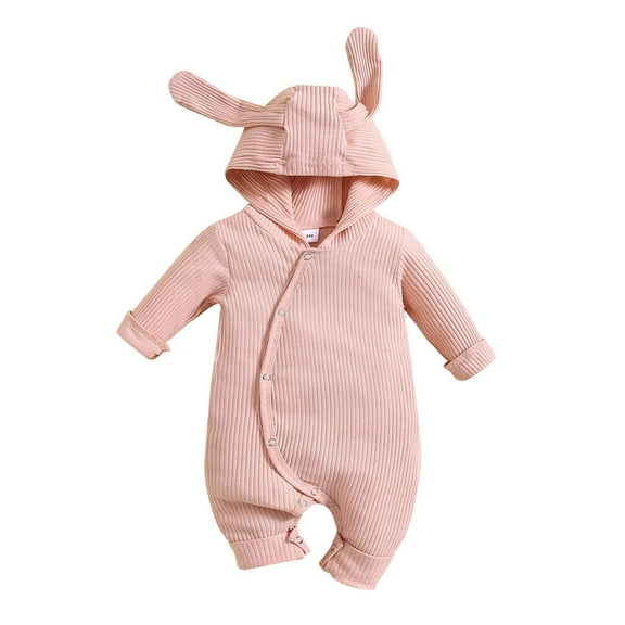 Newborn Baby Cotton Romper One-Piece Footies Jumpsuit Infant Bodysuit For Baby Boys Girls Winter Pink 3-6 Months
