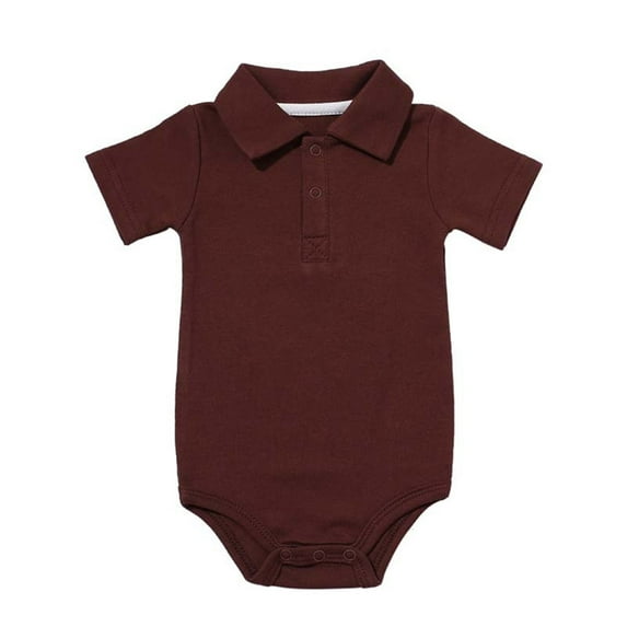 Newborn Baby Cotton Romper Solid Color Short Sleeve Lapel Jumpsuit Infant One-Piece Summer Shirt Bodysuit for Boys Girls 0-24 Months