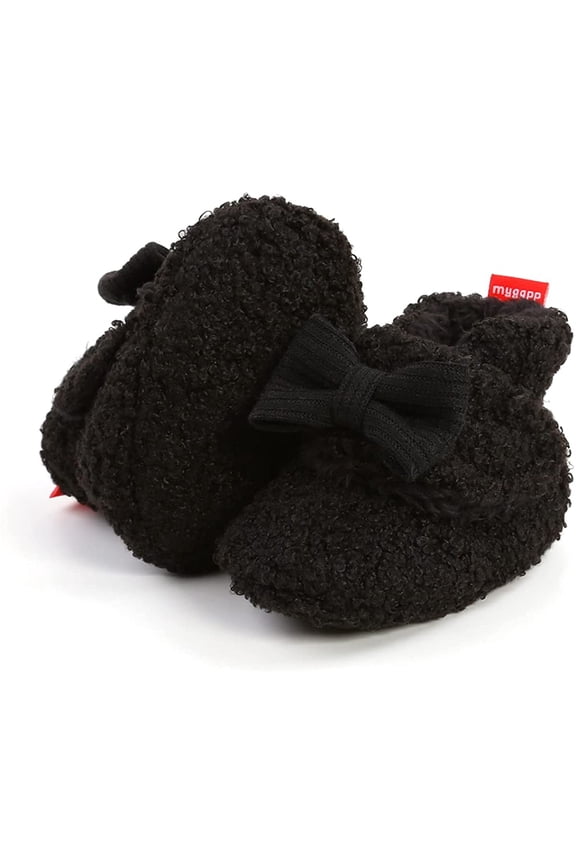 Newborn Baby Cozy Fleece Booties with Grippers Winter Slippers Socks Soft Sole Stay On Infant First Walker Crib Shoes