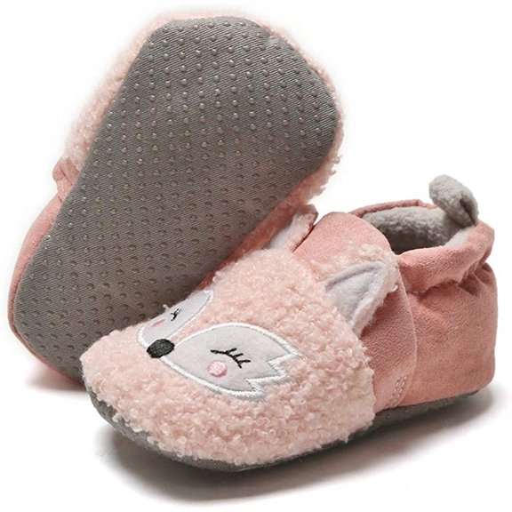 Newborn Baby Cozy Fleece Booties with Grippers Winter Slippers Socks Soft Sole Stay On Infant First Walker Crib Shoes