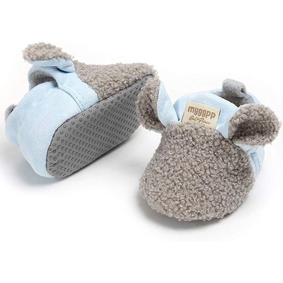 Newborn Baby Cozy Fleece Booties with Grippers Winter Slippers Socks Soft Sole Stay On Infant First Walker Crib Shoes