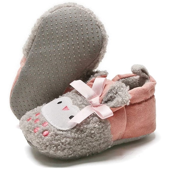 Newborn Baby Cozy Fleece Booties with Grippers Winter Slippers Socks Soft Sole Stay On Infant First Walker Crib Shoes