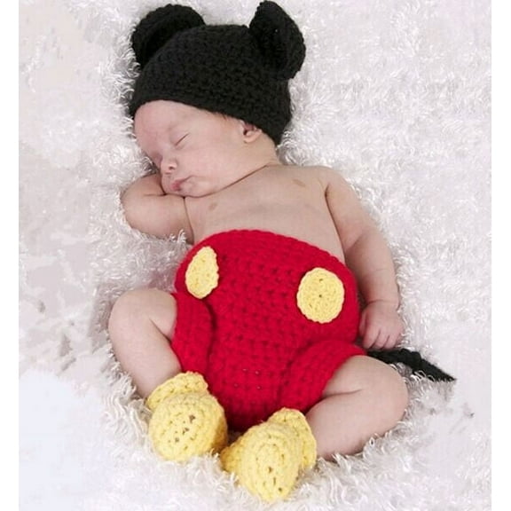 Newborn Baby Crochet Knit Costume Photo Prop Outfit Mickey