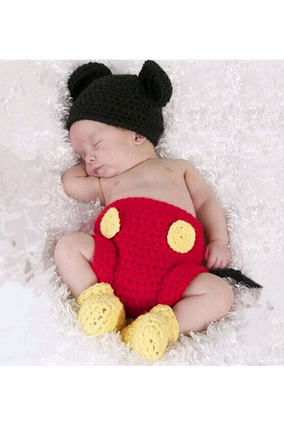 Newborn Baby Crochet Knit Costume Photo Prop Outfit Mickey