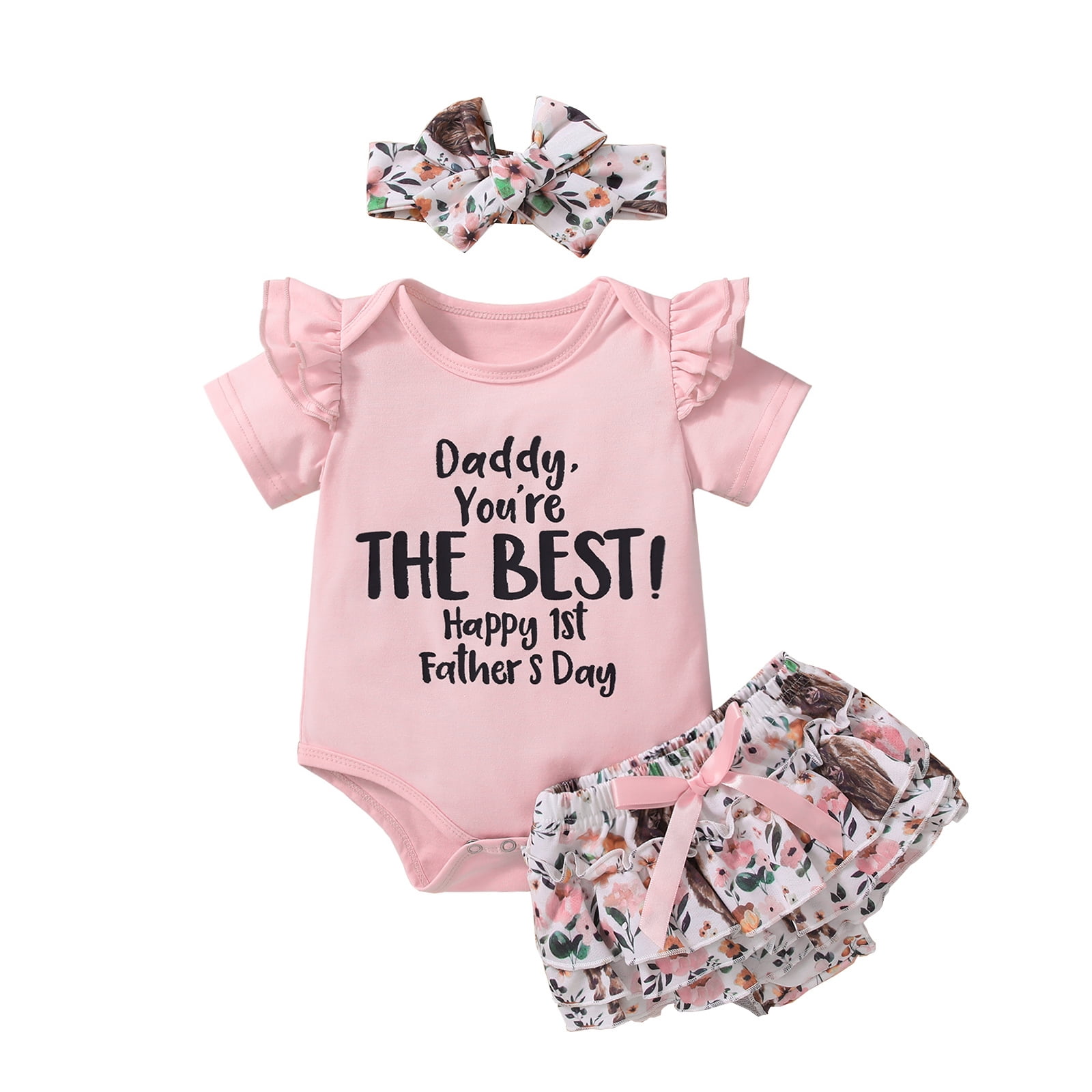 Newborn Baby Daddy's Girl Short Sleeve Romper +Tutu Pants Dress + Headband  Summer Father's Day Outfits 6M 12M 18M 24M 